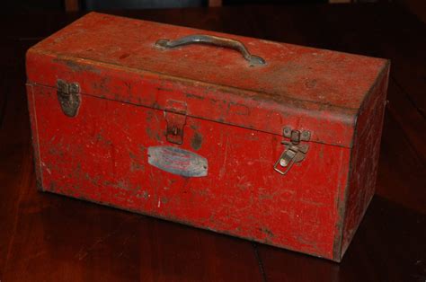 vintage red metal tool box|old metal tool boxes.